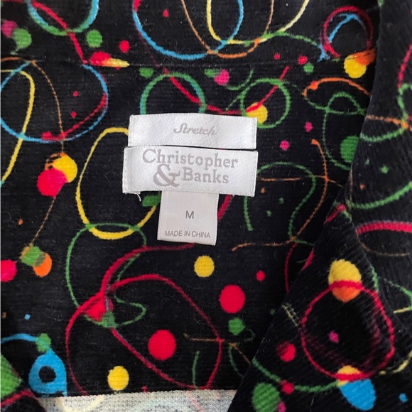 Vintage Christopher & Banks Stretch Splatter Corduroy Black Jacket Size Medium - Picture 2 of 8